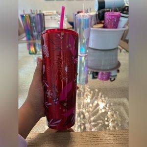 Starbucks Pink/Red Flower Tumbler